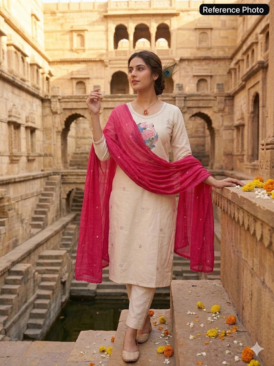 Ivory Blossom Cotton Suit Set