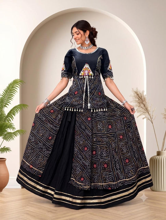 Black Bandhani Embroidered Anarkali Gown