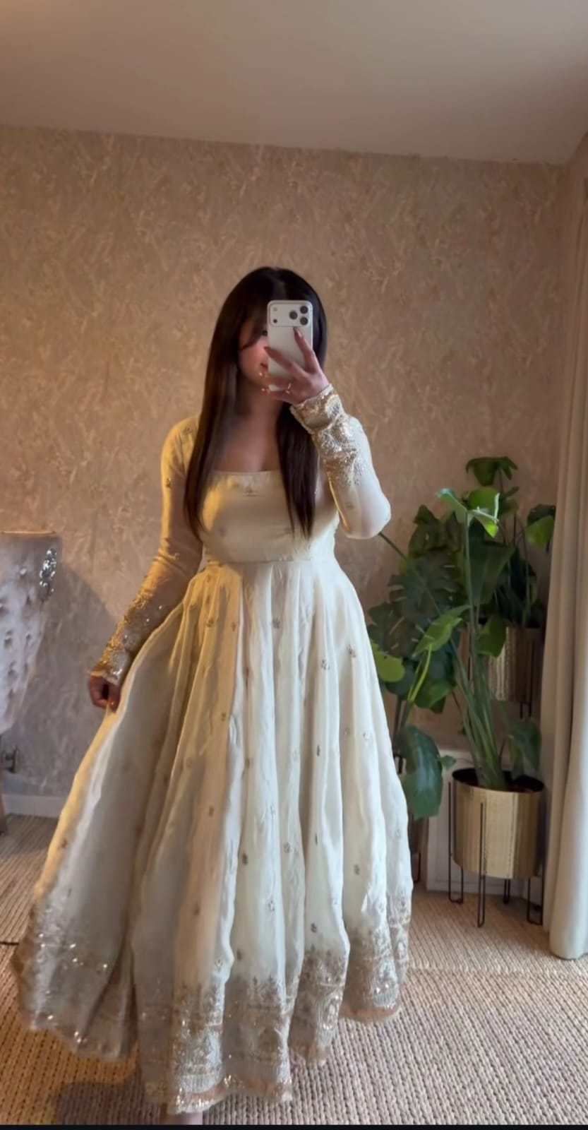 Ivory Elegance Embroidered Anarkali Suit Set