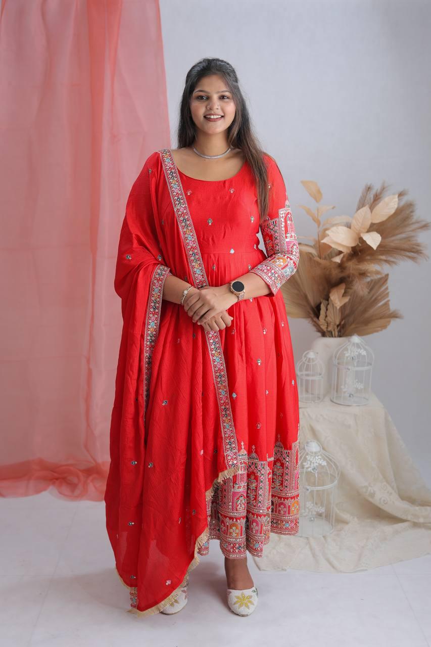 Scarlet Heritage Anarkali Set