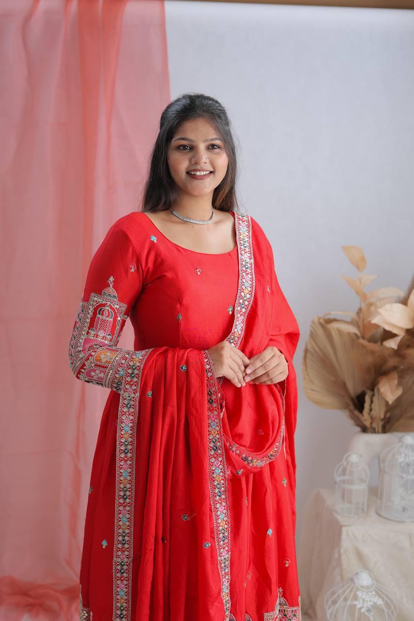 Scarlet Heritage Anarkali Set