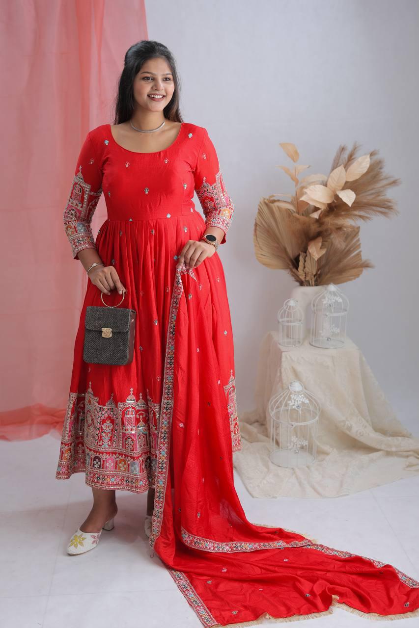 Scarlet Heritage Anarkali Set