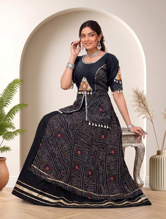 Black Bandhani Embroidered Anarkali Gown