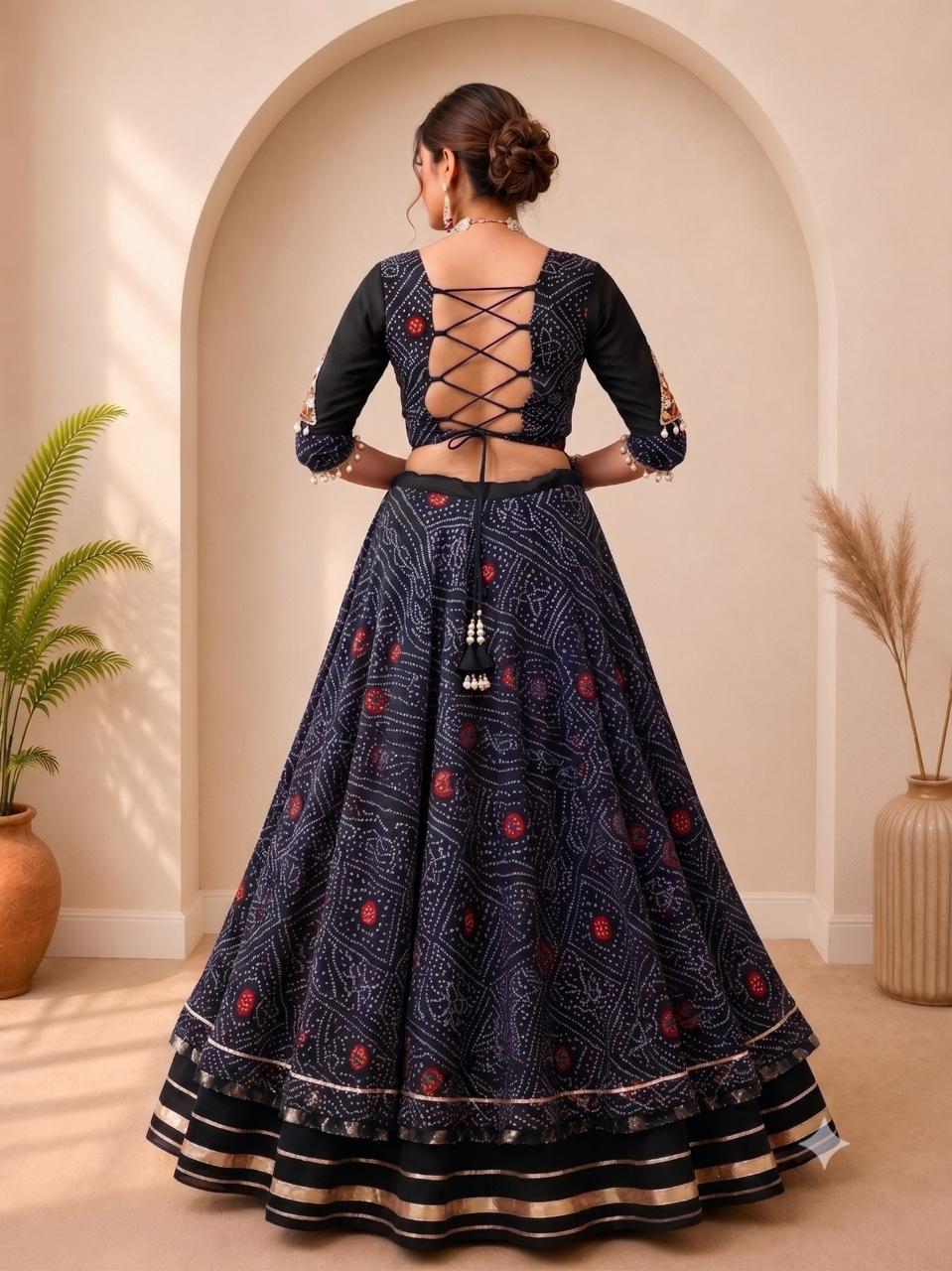 Black Bandhani Embroidered Anarkali Gown
